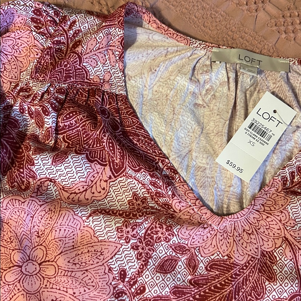 LOFT Shades of Pink Floral Top - Picture 3 of 6